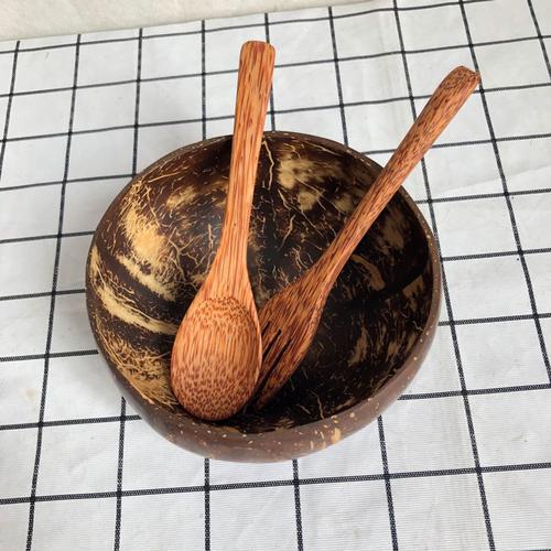 椰子壳碗美欧式风格天然可降解水果沙拉甜品容器木餐具碗可打logo